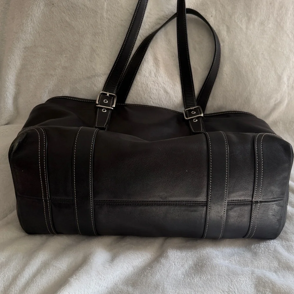 COACH BLACK LEATHER LARGE DIAPER BAG/ BUSINESS TOTE PURSE D04S-6460 vintage